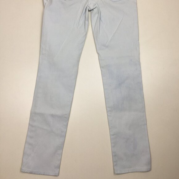 7 FOR ALL MANKIND Very Light Blue The Slim Cigarette 5 Pocket Logo Buttons Jeans - Picture 11 of 16